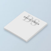 Moderner Name und Monogramm | Bearbeitbar grau und Post-it Klebezettel