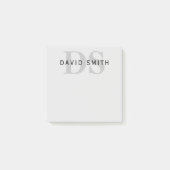 Moderner Name und Monogramm | Bearbeitbar grau und Post-it Klebezettel (Vorderseite)