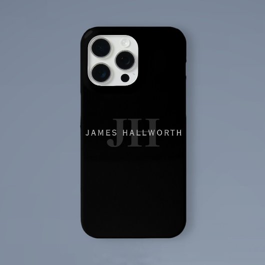 Moderner Name und Monogramm | Grau und Schwarz Case-Mate iPhone Hülle