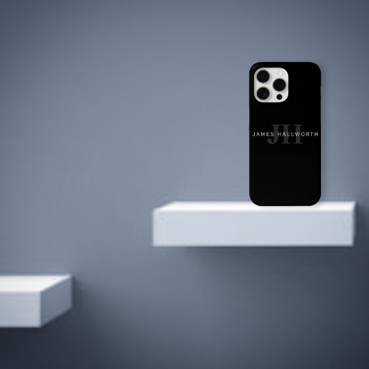 Moderner Name und Monogramm | Grau und Schwarz Case-Mate iPhone Hülle
