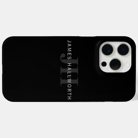 Moderner Name und Monogramm | Grau und Schwarz Case-Mate iPhone Hülle (Rückseite (Horizontal))