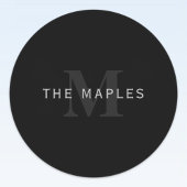 Moderner Name und Monogramm | Grau und Schwarz Etiketten