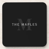 Moderner Name und Monogramm | Grau und Schwarz Getränkeuntersetzer (Vorderseite)