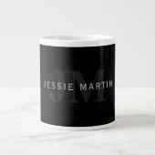 Moderner Name und Monogramm | Grau und Schwarz Jumbo-Tasse (Vorderseite)