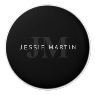 Moderner Name und Monogramm Grau und Schwarz Keramikknauf