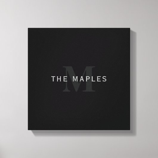 Moderner Name und Monogramm | Grau und Schwarz Leinwanddruck (Vorderseite)