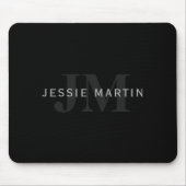 Moderner Name und Monogramm | Grau und Schwarz Mousepad (Vorne)
