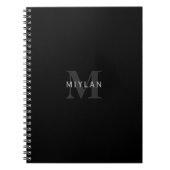 Moderner Name und Monogramm | Grau und Schwarz Notizblock (Vorderseite)