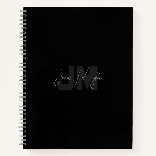 Moderner Name und Monogramm | Grau und Schwarz Notizblock (Vorderseite)