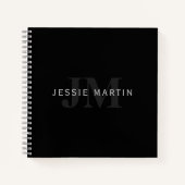 Moderner Name und Monogramm | Grau und Schwarz Notizblock (Vorderseite)