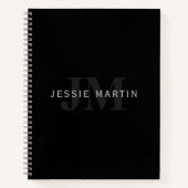 Moderner Name und Monogramm | Grau und Schwarz Notizblock (Vorderseite)