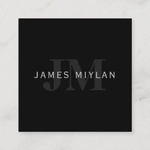 Moderner Name und Monogramm   Grau und Schwarz Quadratische Visitenkarte