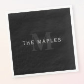 Moderner Name und Monogramm | Grau und Schwarz Serviette