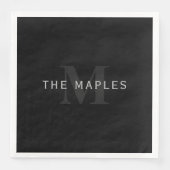 Moderner Name und Monogramm | Grau und Schwarz Serviette (Vorderseite)