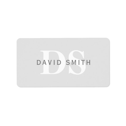 Moderner Name und Monogramm | Grün/Weiß Adressaufkleber (Vorne)