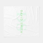 Moderner Name und Monogramm | Grün/Weiß Fleecedecke (Vorderseite (Horizontal))