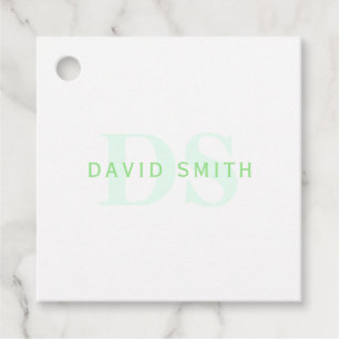Moderner Name und Monogramm Grün/Weiß Geschenkanhänger