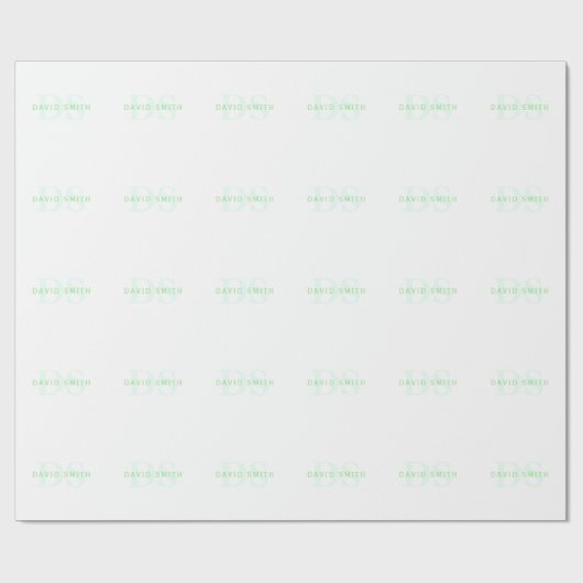 Moderner Name und Monogramm | Grün/Weiß Geschenkpapier (Flach)