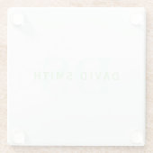 Moderner Name und Monogramm | Grün/Weiß Glasuntersetzer (Rückseite)