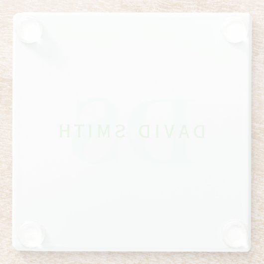 Moderner Name und Monogramm | Grün/Weiß Glasuntersetzer (Rückseite)