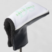 Moderner Name und Monogramm | Grün/Weiß Golf Headcover (3/4 Vorderseite)