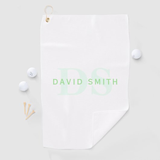Moderner Name und Monogramm | Grün/Weiß Golfhandtuch (Insitu)