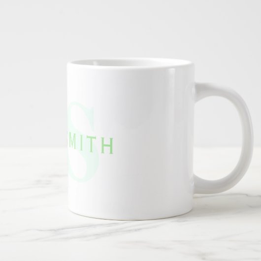 Moderner Name und Monogramm | Grün/Weiß Jumbo-Tasse (Rechts)