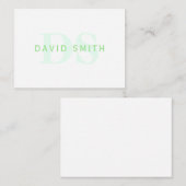 Moderner Name und Monogramm | Grün/Weiß Mitteilungskarte (Vorne/Hinten)