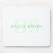 Moderner Name und Monogramm | Grün/Weiß Mousepad (Vorne)