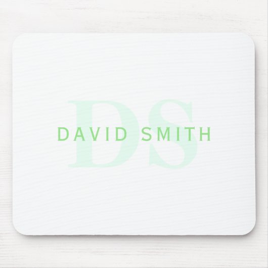 Moderner Name und Monogramm | Grün/Weiß Mousepad (Vorne)