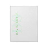 Moderner Name und Monogramm | Grün/Weiß Notizblock (Rotiert)