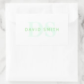 Moderner Name und Monogramm | Grün/Weiß Rechteckiger Aufkleber (Tasche)