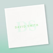 Moderner Name und Monogramm | Grün/Weiß Serviette