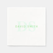 Moderner Name und Monogramm | Grün/Weiß Serviette (Vorderseite)