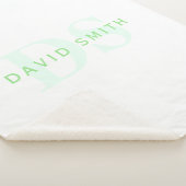 Moderner Name und Monogramm | Grün/Weiß Sherpadecke (3/4)