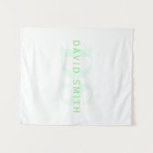 Moderner Name und Monogramm | Grün/Weiß Wandteppich (Vorderseite (Horizontal))