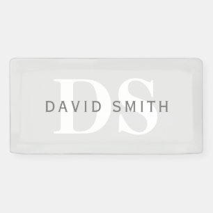 Moderner Name und Monogramm Light & Dark Grau Wh Banner