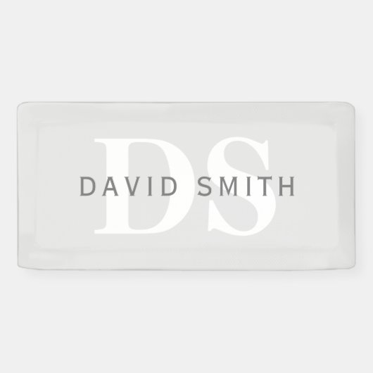 Moderner Name und Monogramm | Light & Dark Grau Wh Banner (Horizontal)