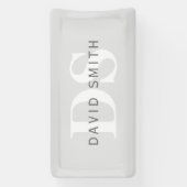Moderner Name und Monogramm | Light & Dark Grau Wh Banner (Vertikal)