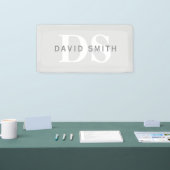 Moderner Name und Monogramm | Light & Dark Grau Wh Banner (Messe)