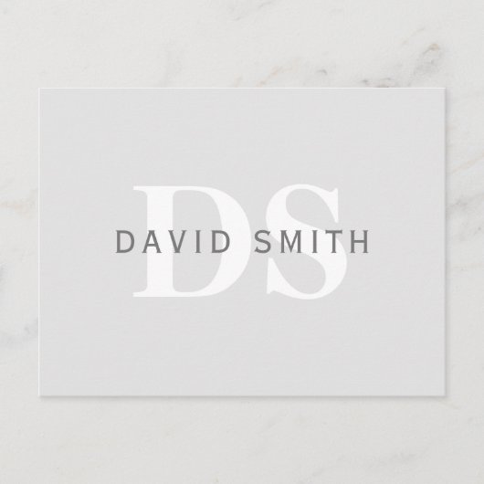 Moderner Name und Monogramm | Light & Dark Grau Wh Einladungspostkarte (Vorderseite)