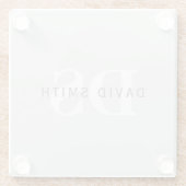 Moderner Name und Monogramm | Light & Dark Grau Wh Glasuntersetzer (Rückseite)