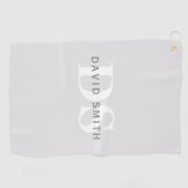 Moderner Name und Monogramm | Light & Dark Grau Wh Golfhandtuch (Horizontal)