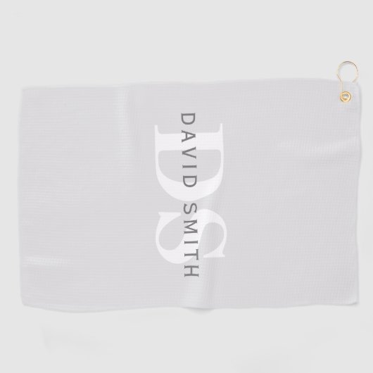 Moderner Name und Monogramm | Light & Dark Grau Wh Golfhandtuch (Horizontal)