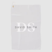 Moderner Name und Monogramm | Light & Dark Grau Wh Golfhandtuch (Vorderseite)