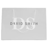 Moderner Name und Monogramm | Light & Dark Grau Wh Große Geschenktüte (Vorderseite)