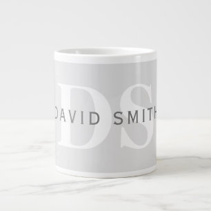 Moderner Name und Monogramm   Light & Dark Grau Wh Jumbo-Tasse