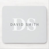 Moderner Name und Monogramm | Light & Dark Grau Wh Mousepad (Vorne)