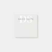 Moderner Name und Monogramm | Light & Dark Grau Wh Post-it Klebezettel (Vorderseite)