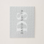 Moderner Name und Monogramm | Light & Dark Grau Wh Puzzle (Vertikal)